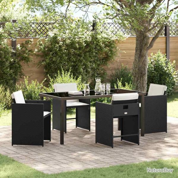 Ensemble de salle � manger pour jardin 5 pcs Noir polyrotin