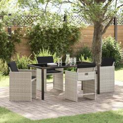 Ensemble de salle &agrave; manger pour jardin 5 pcs Gris clair