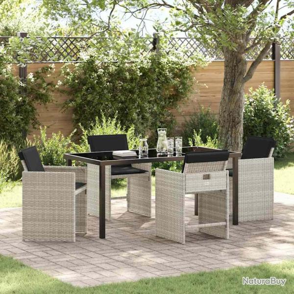Ensemble de salle � manger pour jardin 5 pcs Gris clair