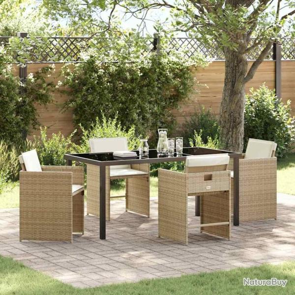 Ensemble de salle � manger pour jardin 5 pcs Beige polyrotin