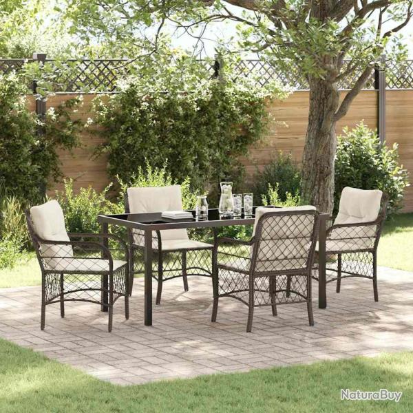 Ensemble de salle � manger pour jardin 5 pcs Marron polyrotin