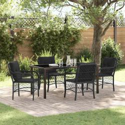 Ensemble de salle &agrave; manger pour jardin 5 pcs Noir polyrotin