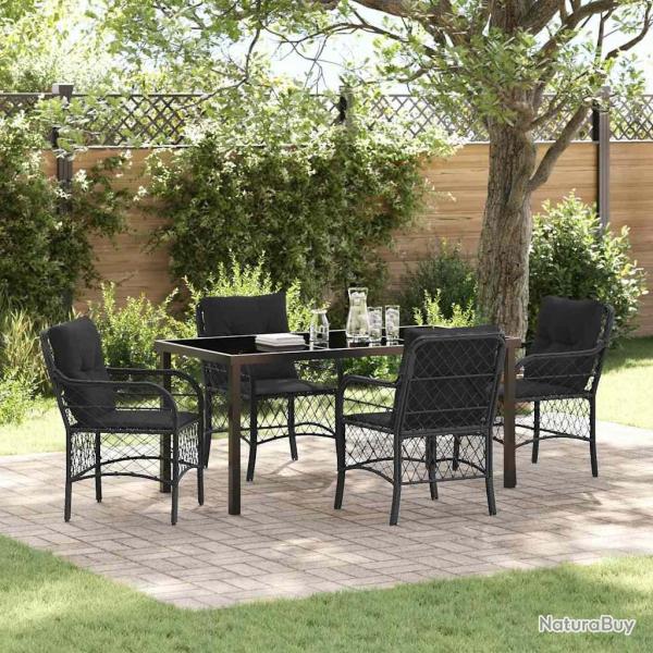 Ensemble de salle � manger pour jardin 5 pcs Noir polyrotin