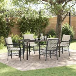 Ensemble de salle &agrave; manger pour jardin 5 pcs Noir polyrotin