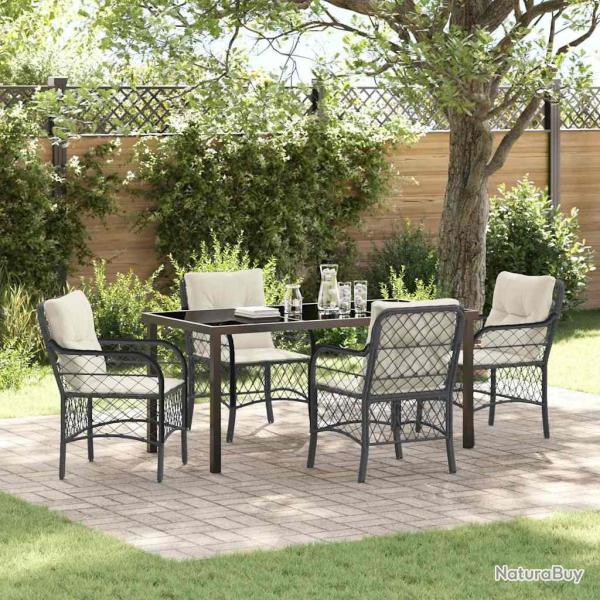 Ensemble de salle � manger pour jardin 5 pcs Noir polyrotin