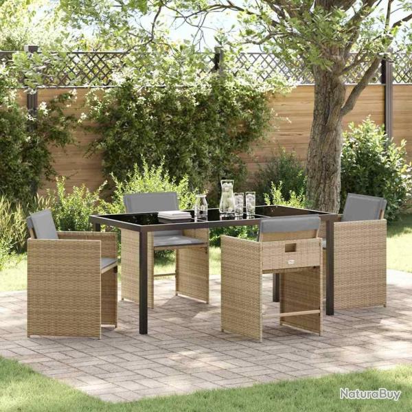 Ensemble de salle � manger pour jardin 5 pcs Beige polyrotin