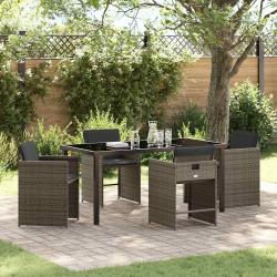 Ensemble de salle &agrave; manger pour jardin 5 pcs Gris polyrotin