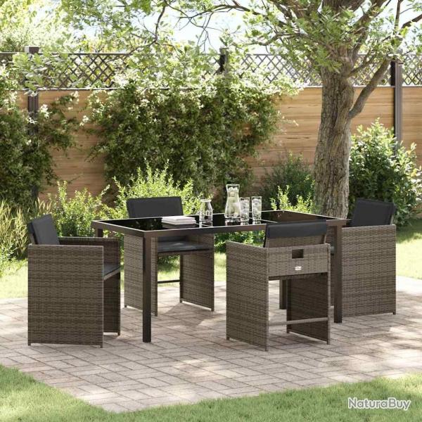 Ensemble de salle � manger pour jardin 5 pcs Gris polyrotin