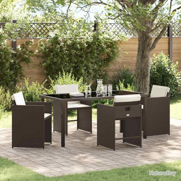 Ensemble de salle � manger pour jardin 5 pcs Marron polyrotin