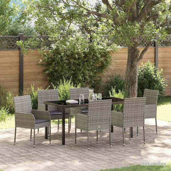 Ensemble de salle � manger pour jardin 7 pcs Gris polyrotin