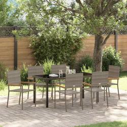Ensemble de salle &agrave; manger pour jardin 7 pcs Gris polyrotin