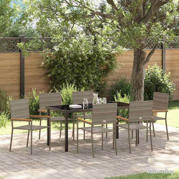 Ensemble de salle � manger pour jardin 7 pcs Gris polyrotin