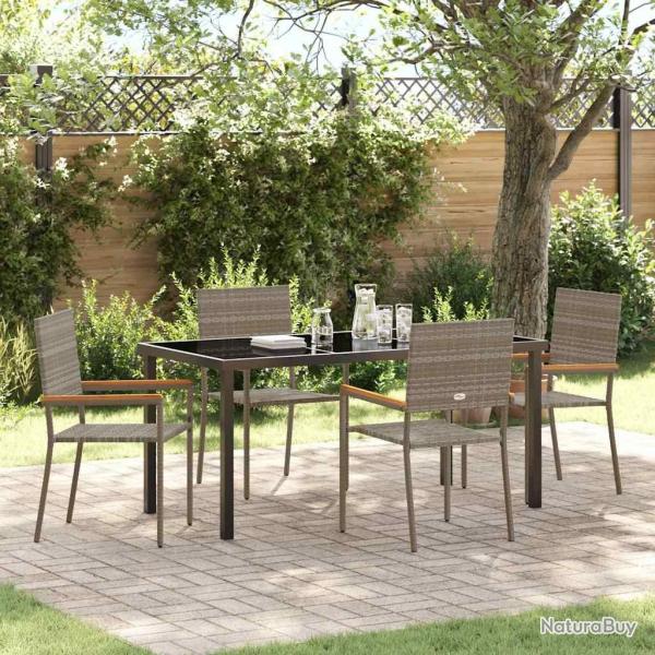 Ensemble de salle � manger pour jardin 5 pcs Gris polyrotin