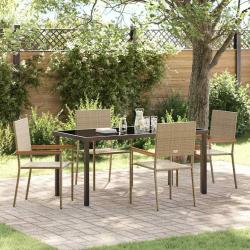 Ensemble de salle &agrave; manger pour jardin 5 pcs Beige polyrotin
