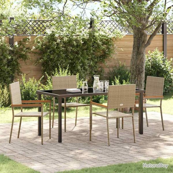 Ensemble de salle � manger pour jardin 5 pcs Beige polyrotin