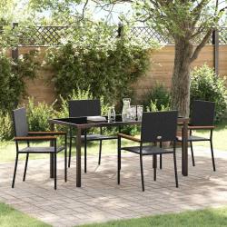 Ensemble de salle &agrave; manger pour jardin 5 pcs Noir polyrotin