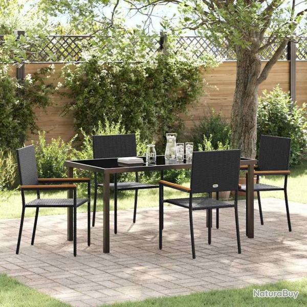 Ensemble de salle � manger pour jardin 5 pcs Noir polyrotin