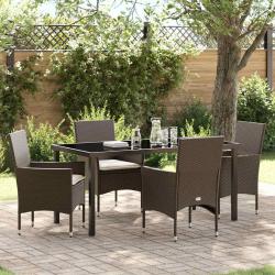 Ensemble de salle &agrave; manger pour jardin 5 pcs Marron polyrotin