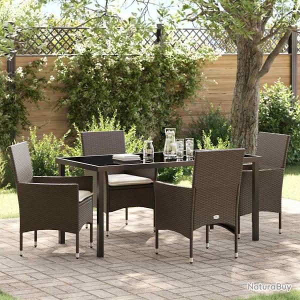 Ensemble de salle � manger pour jardin 5 pcs Marron polyrotin