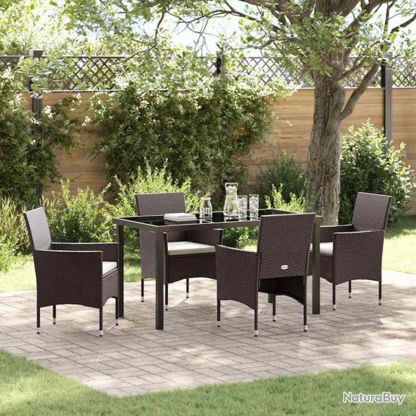 Ensemble de salle � manger pour jardin 5 pcs Marron polyrotin