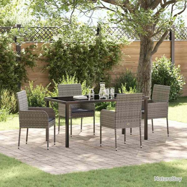 Ensemble de salle � manger pour jardin 5 pcs Gris polyrotin