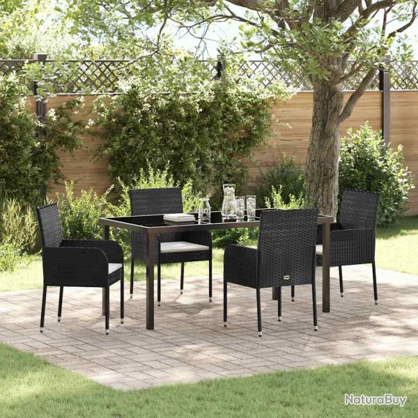 Ensemble de salle � manger pour jardin 5 pcs Noir polyrotin