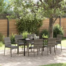 Ensemble de salle &agrave; manger pour jardin 7 pcs Gris polyrotin