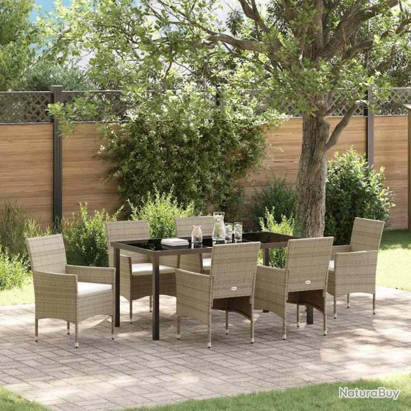 Ensemble de salle � manger pour jardin 7 pcs Beige polyrotin