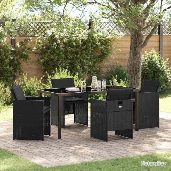 Ensemble de salle � manger pour jardin 5 pcs Noir polyrotin