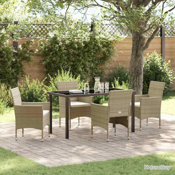 Ensemble de salle � manger pour jardin 5 pcs Beige polyrotin
