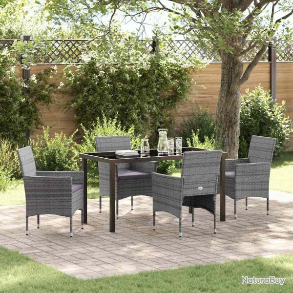 Ensemble de salle � manger pour jardin 5 pcs Gris polyrotin