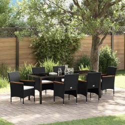 Ensemble de salle &agrave; manger pour jardin 7 pcs Noir polyrotin