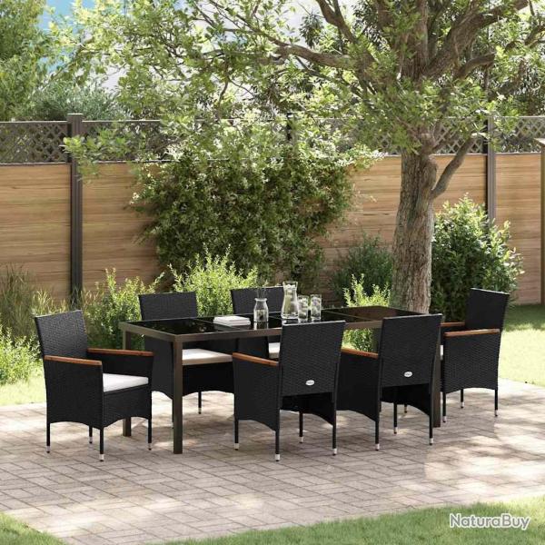 Ensemble de salle � manger pour jardin 7 pcs Noir polyrotin