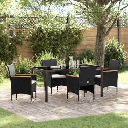 Ensemble de salle &agrave; manger pour jardin 5 pcs Noir polyrotin
