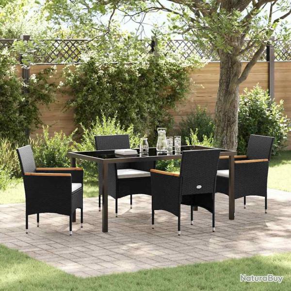 Ensemble de salle � manger pour jardin 5 pcs Noir polyrotin