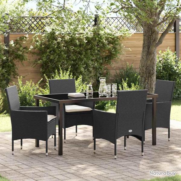 Ensemble de salle � manger pour jardin 5 pcs Noir polyrotin