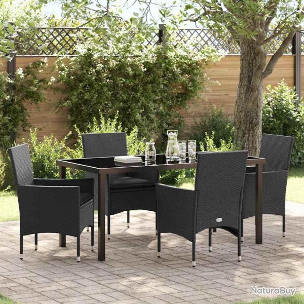 Ensemble de salle � manger pour jardin 5 pcs Noir polyrotin