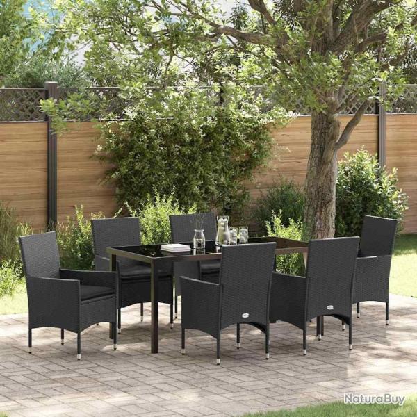 Ensemble de salle � manger pour jardin 7 pcs Noir polyrotin