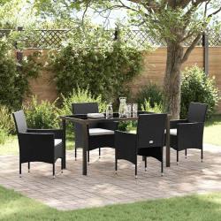 Ensemble de salle &agrave; manger pour jardin 5 pcs Noir polyrotin