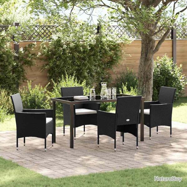 Ensemble de salle � manger pour jardin 5 pcs Noir polyrotin