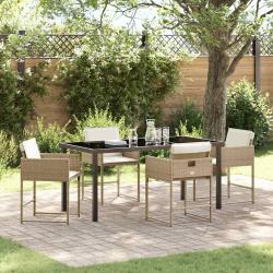 Ensemble de salle &agrave; manger pour jardin 5 pcs Beige polyrotin