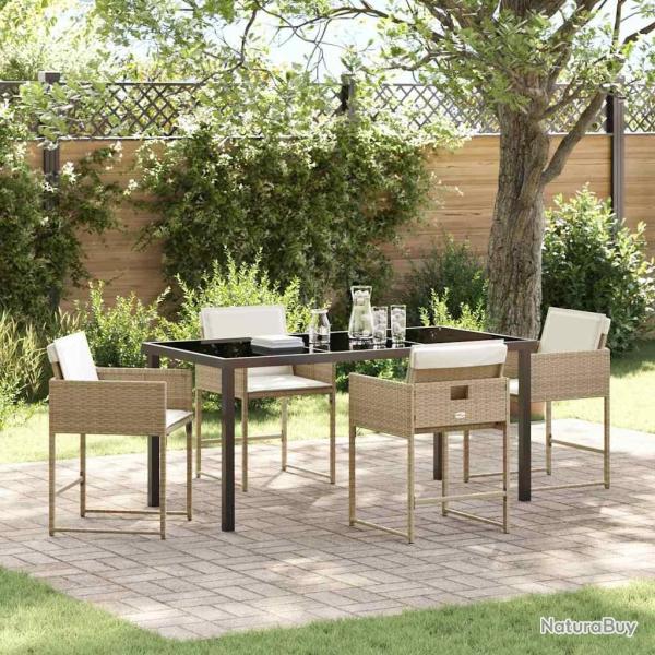 Ensemble de salle � manger pour jardin 5 pcs Beige polyrotin