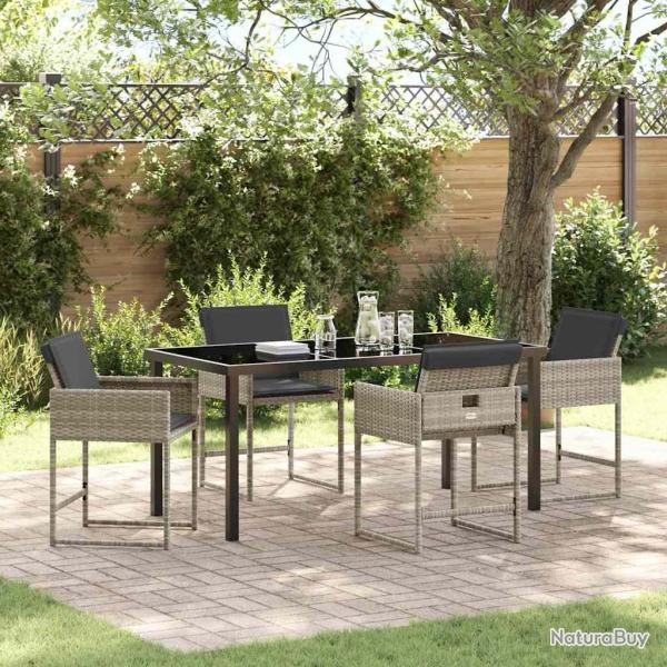 Ensemble de salle � manger pour jardin 5 pcs Gris clair