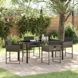 Ensemble de salle &agrave; manger pour jardin 5 pcs Gris polyrotin