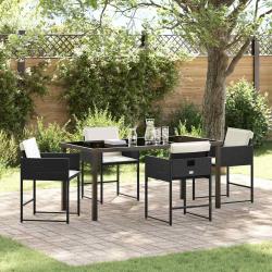 Ensemble de salle &agrave; manger pour jardin 5 pcs Noir polyrotin