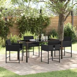 Ensemble de salle &agrave; manger pour jardin 5 pcs Noir polyrotin