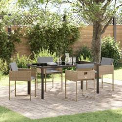 Ensemble de salle &agrave; manger pour jardin 5 pcs Beige polyrotin