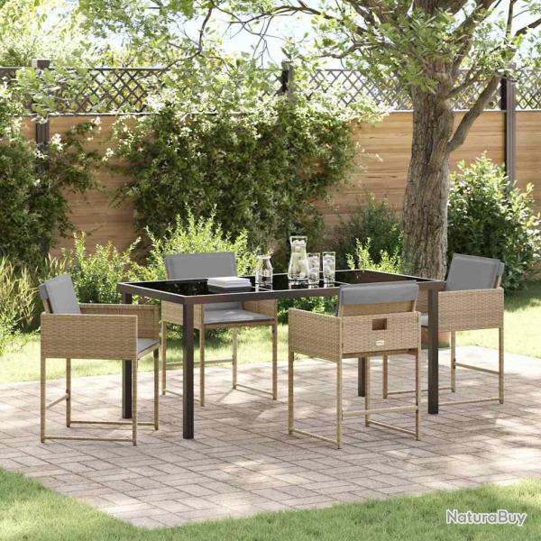 Ensemble de salle � manger pour jardin 5 pcs Beige polyrotin
