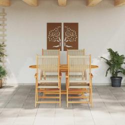 Ensemble de salle &agrave; manger pour jardin 5 pcs Beige