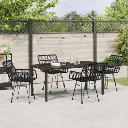 Ensemble de salle &agrave; manger pour jardin 5 pcs Noir
